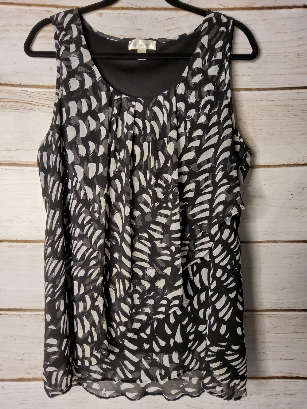 Dress Barn Black & White Printed Sleeveless Women's Camisole - Picture 2 of 6